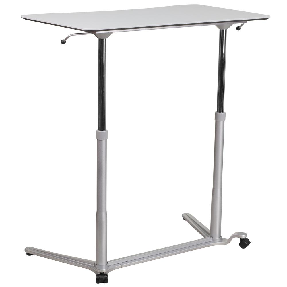 Sit-Down, Stand-Up Light Gray Computer Ergonomic Desk with 37.375''W Top (Adjustable Range 29'' - 40.75''). Picture 4