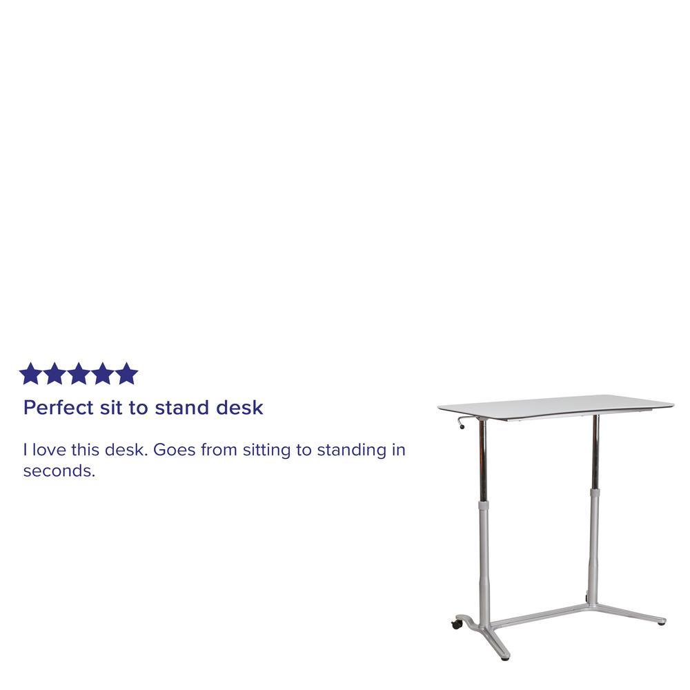 Sit-Down, Stand-Up Light Gray Computer Ergonomic Desk with 37.375''W Top (Adjustable Range 29'' - 40.75''). Picture 7