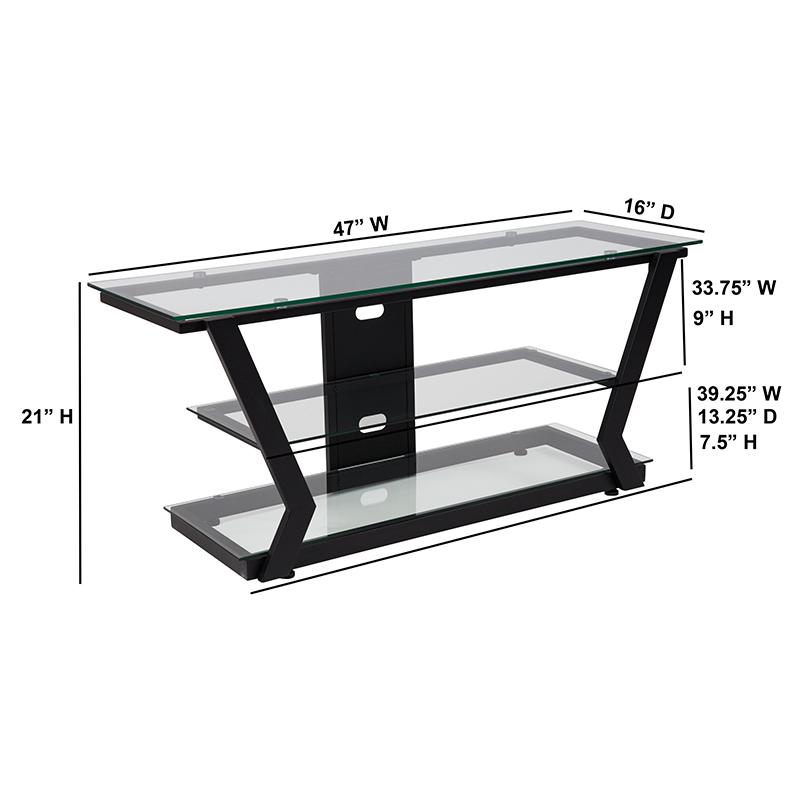 Harbor Hills Glass TV Stand with Black Metal Frame. Picture 4