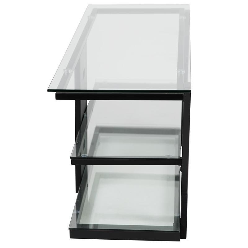Harbor Hills Glass TV Stand with Black Metal Frame. Picture 5