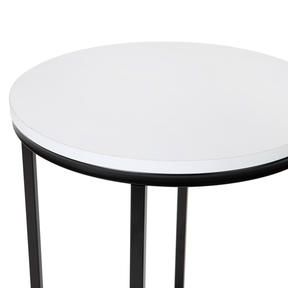 End Table - Modern White Finish Accent Table with Crisscross Matte Black Frame. Picture 6