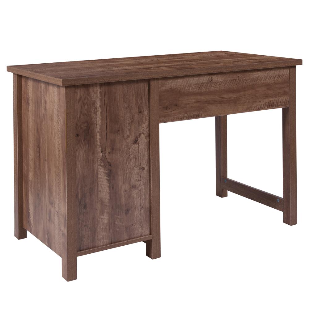 Crosscut Oak Wood Grain Finish Computer Desk with Metal Drawers. Picture 4