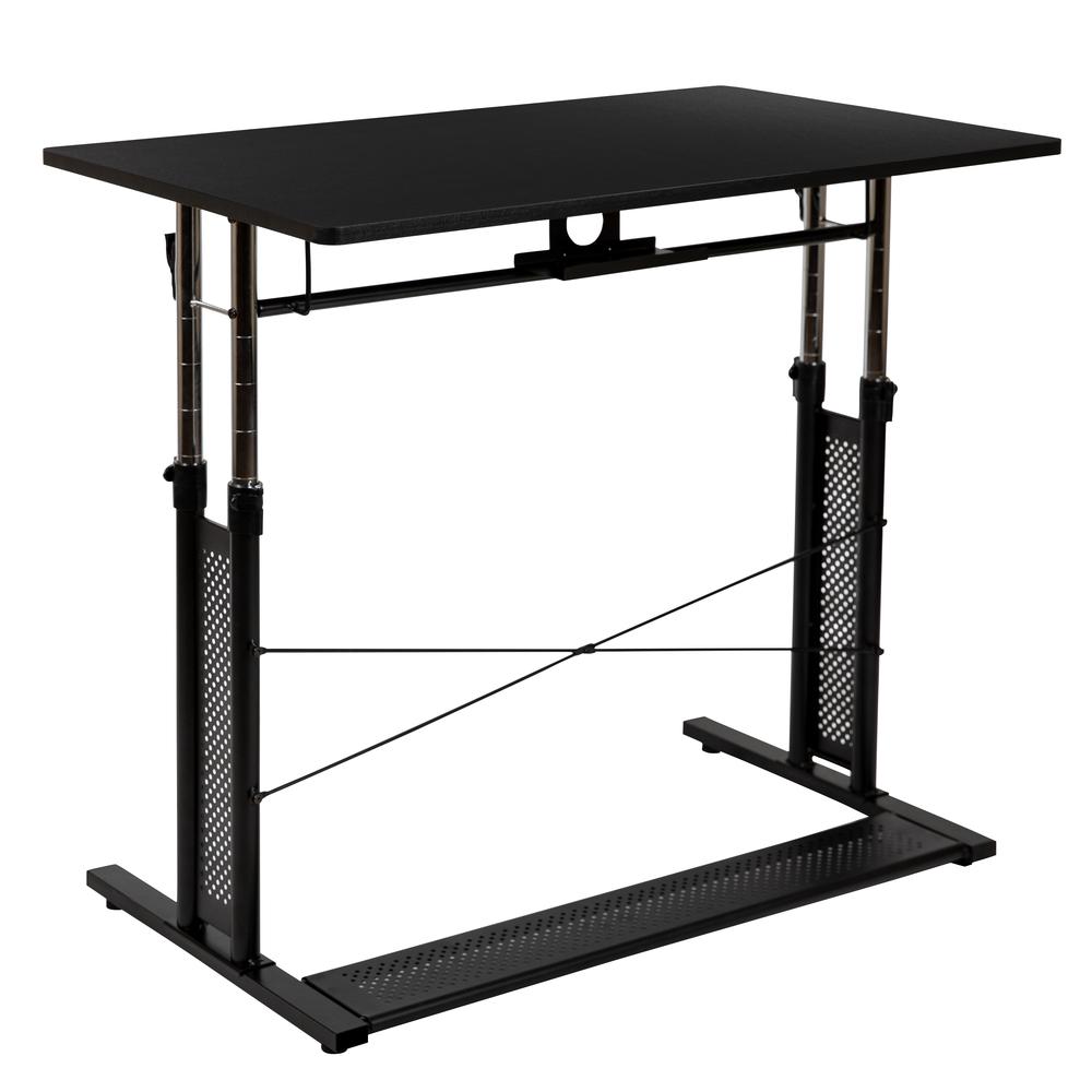Height Adjustable (27.25-35.75"H) Sit to Stand Home Office Desk - Black. Picture 4