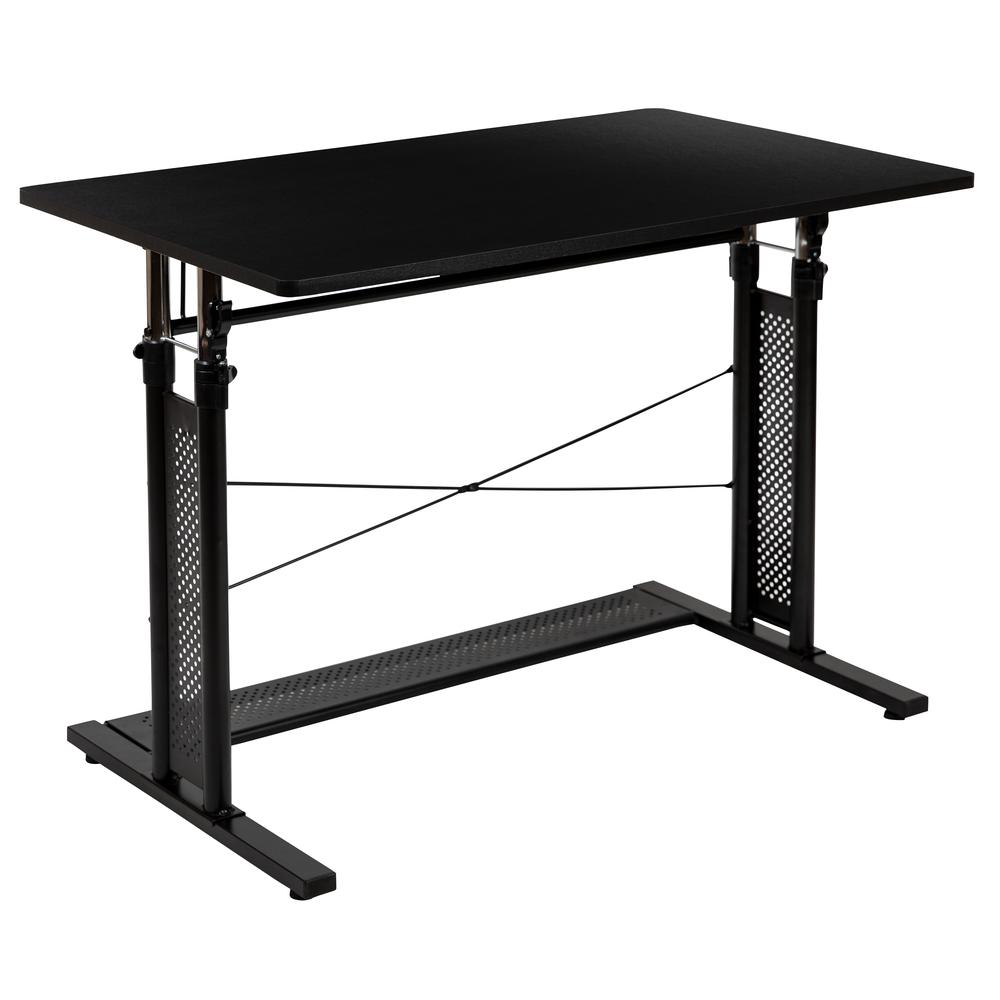 Height Adjustable (27.25-35.75"H) Sit to Stand Home Office Desk - Black. Picture 7