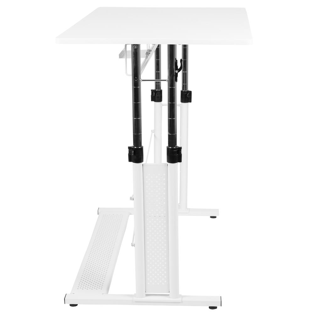 Height Adjustable (27.25-35.75"H) Sit to Stand Home Office Desk - White. Picture 3