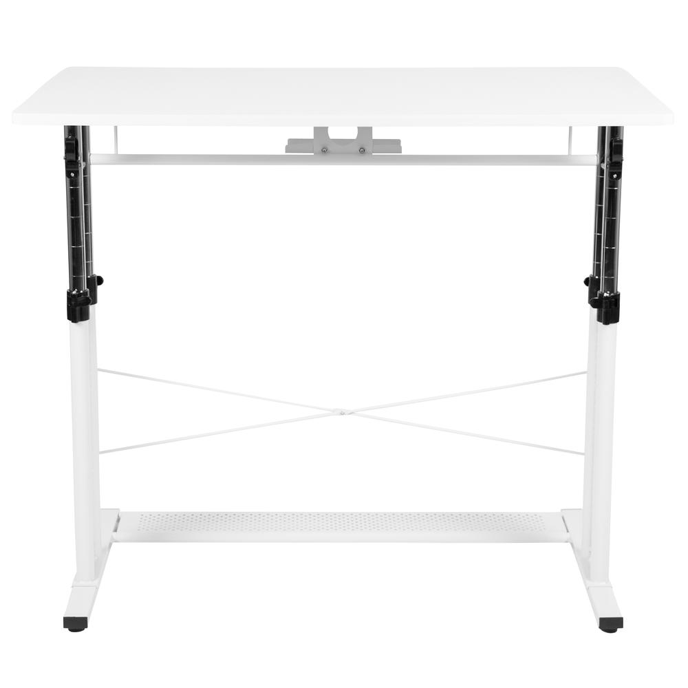Height Adjustable (27.25-35.75"H) Sit to Stand Home Office Desk - White. Picture 5