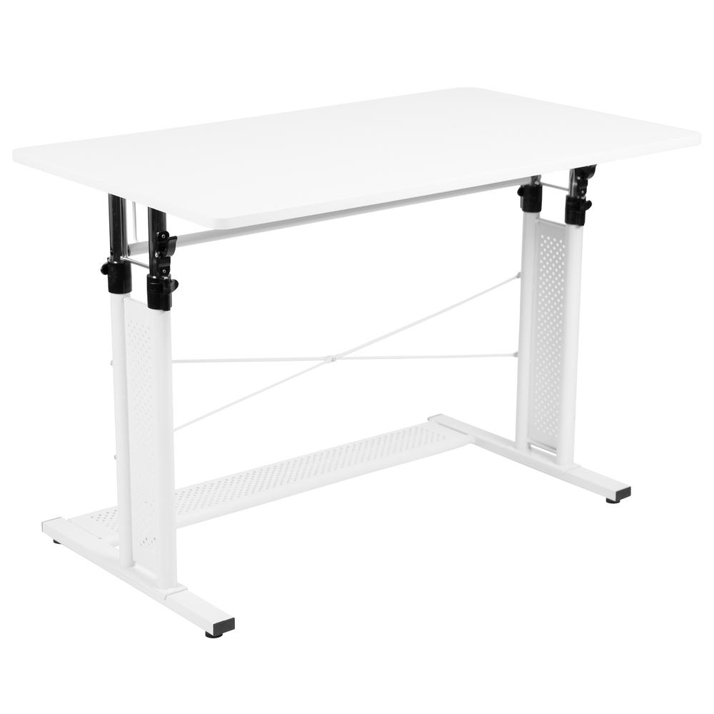 Height Adjustable (27.25-35.75"H) Sit to Stand Home Office Desk - White. Picture 7