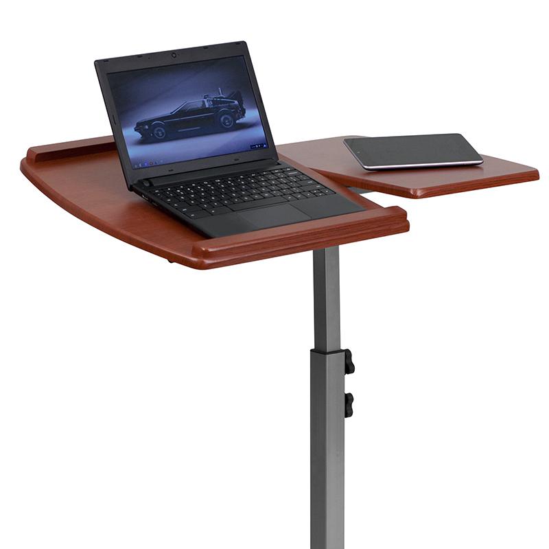Angle and Height Adjustable Mobile Laptop Computer Table with Cherry Top. Picture 8