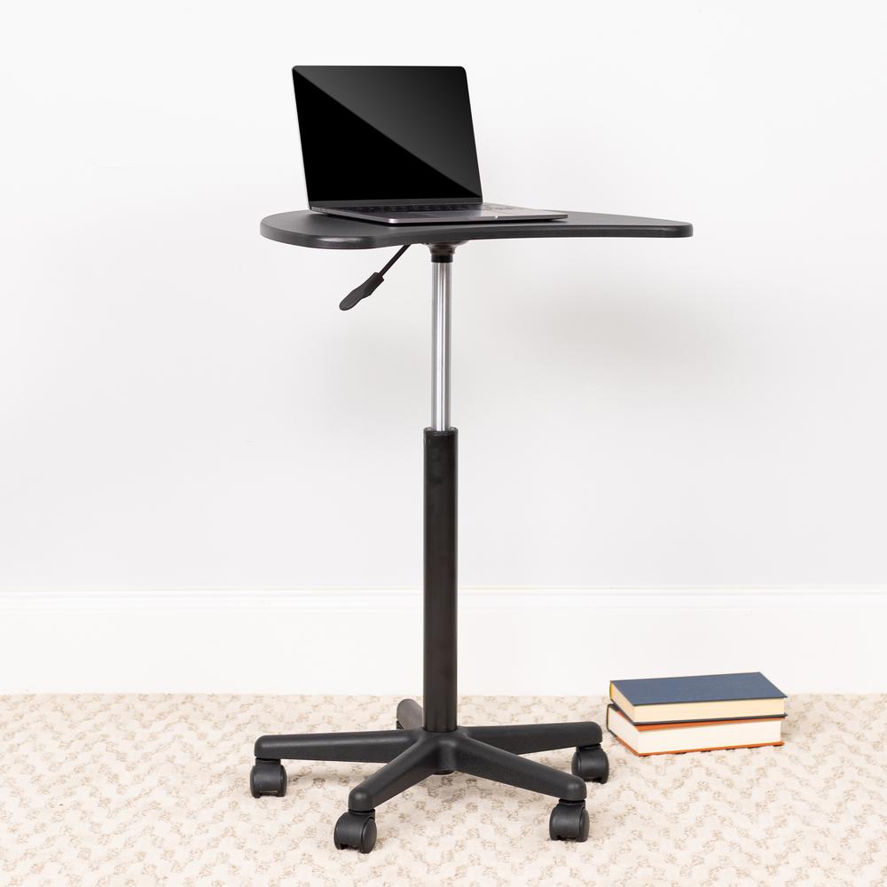 Black Sit to Stand Mobile Laptop Computer Desk. Picture 2