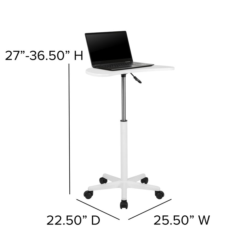 White Sit to Stand Mobile Laptop Computer Desk. Picture 2