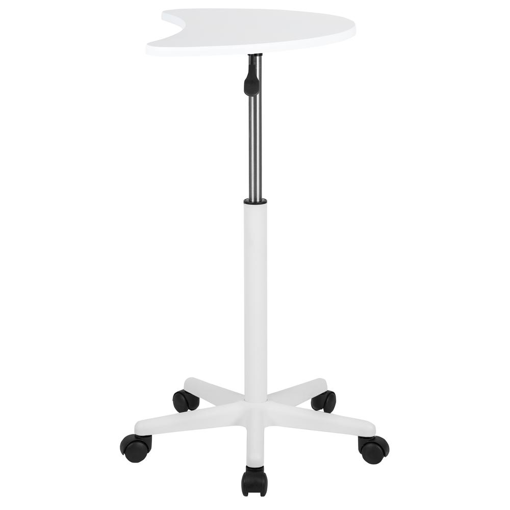 White Sit to Stand Mobile Laptop Computer Desk. Picture 3