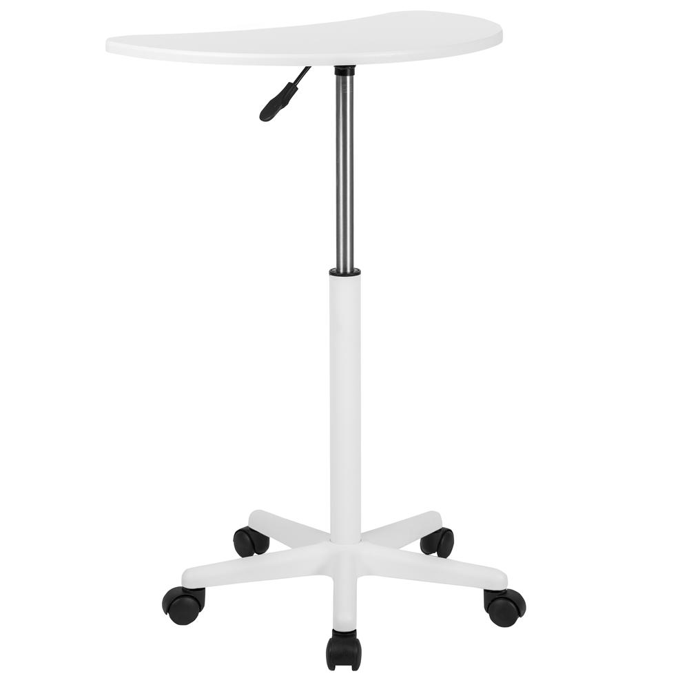 White Sit to Stand Mobile Laptop Computer Desk. Picture 4