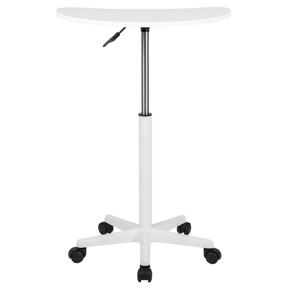 White Sit to Stand Mobile Laptop Computer Desk. Picture 5