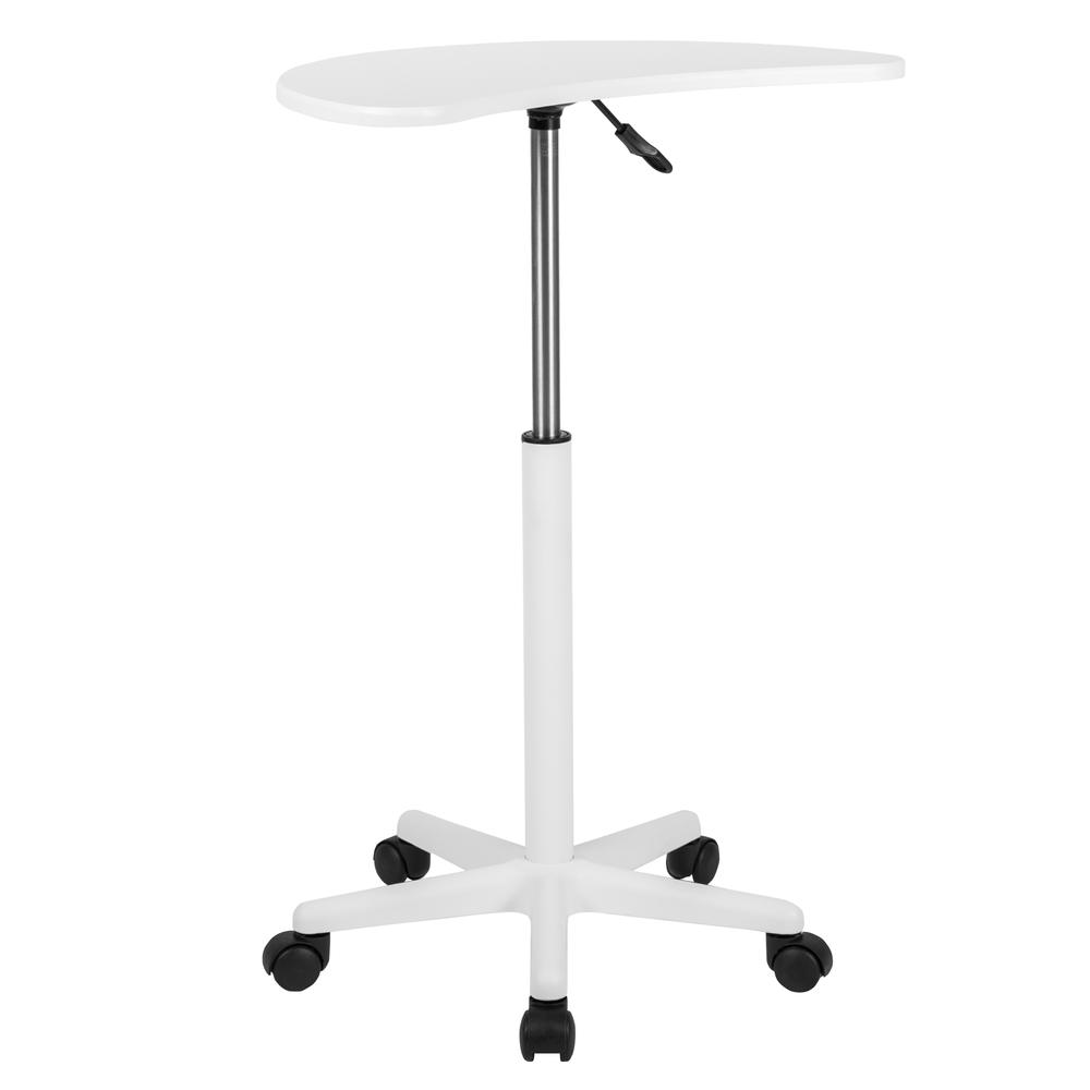 White Sit to Stand Mobile Laptop Computer Desk. Picture 5
