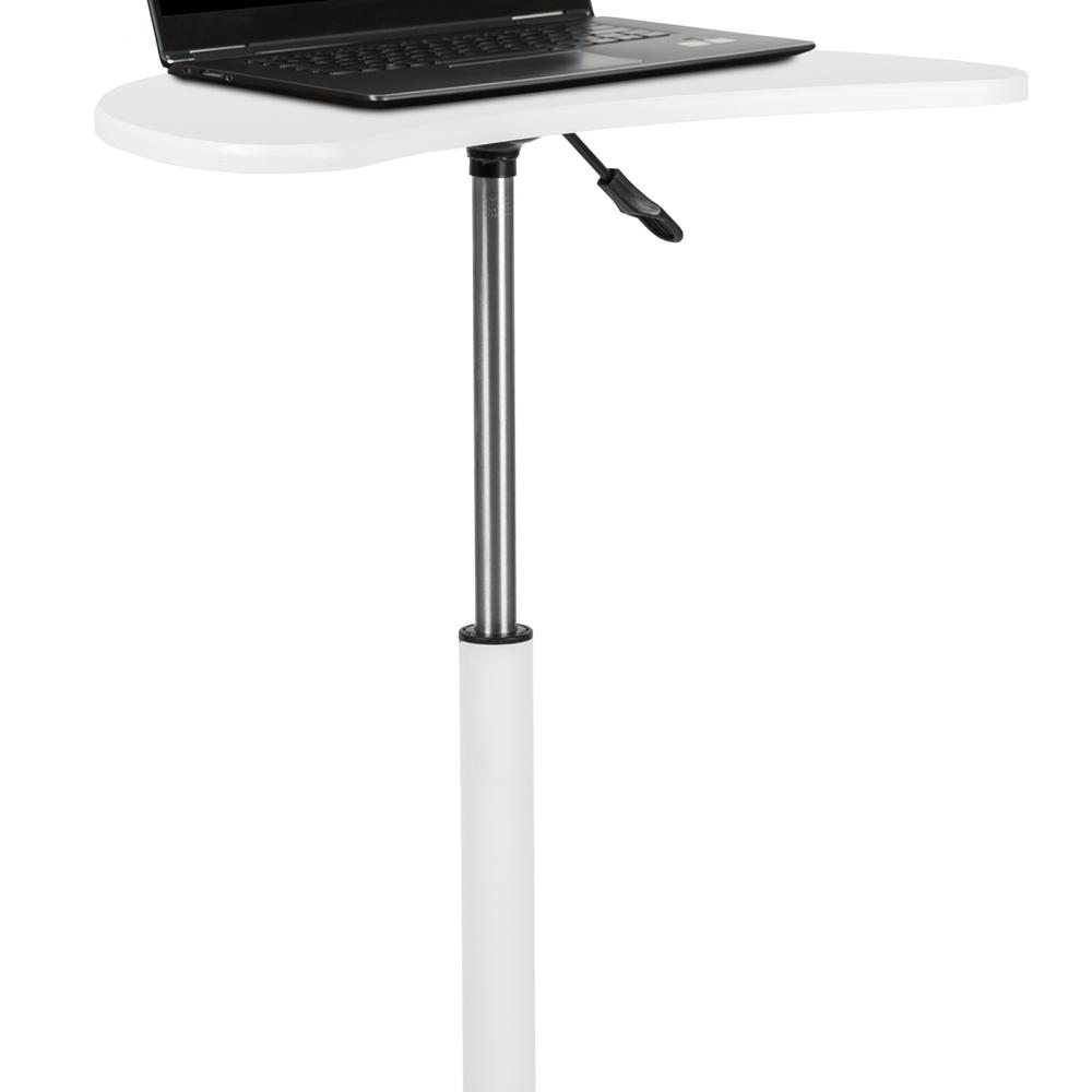 White Sit to Stand Mobile Laptop Computer Desk. Picture 8