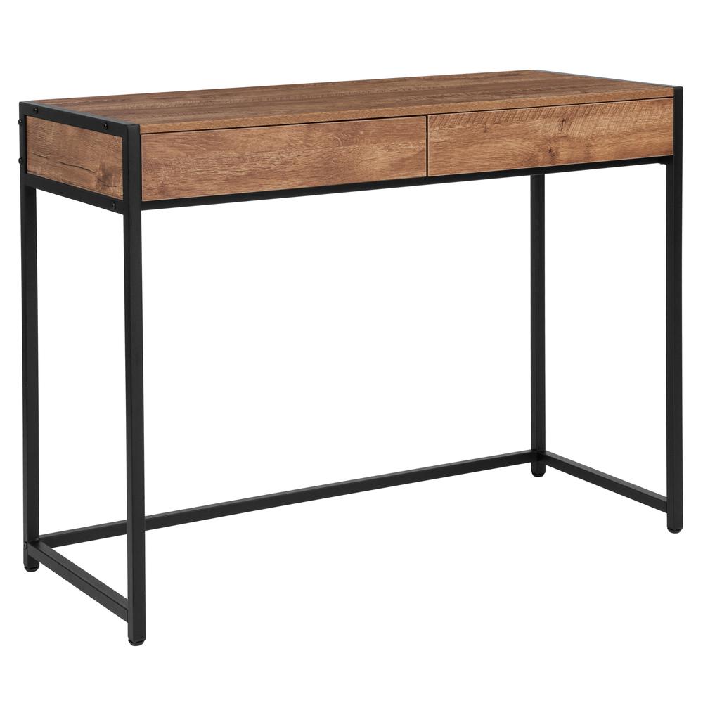 Cumberland Collection Computer Desk in Rustic Wood Grain Finish. Picture 1