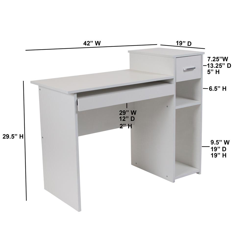 White Computer Desk with Shelves and Drawer. Picture 2