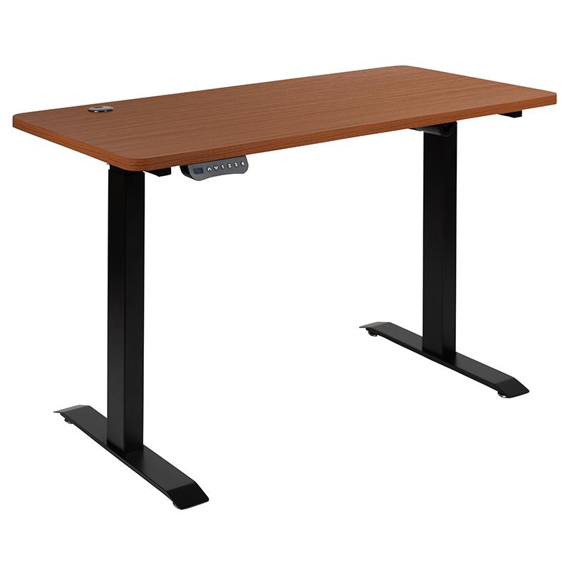 Electric Height Adjustable Standing Desk - Table Top 48" Wide - 24" Deep (Mahogany). Picture 1