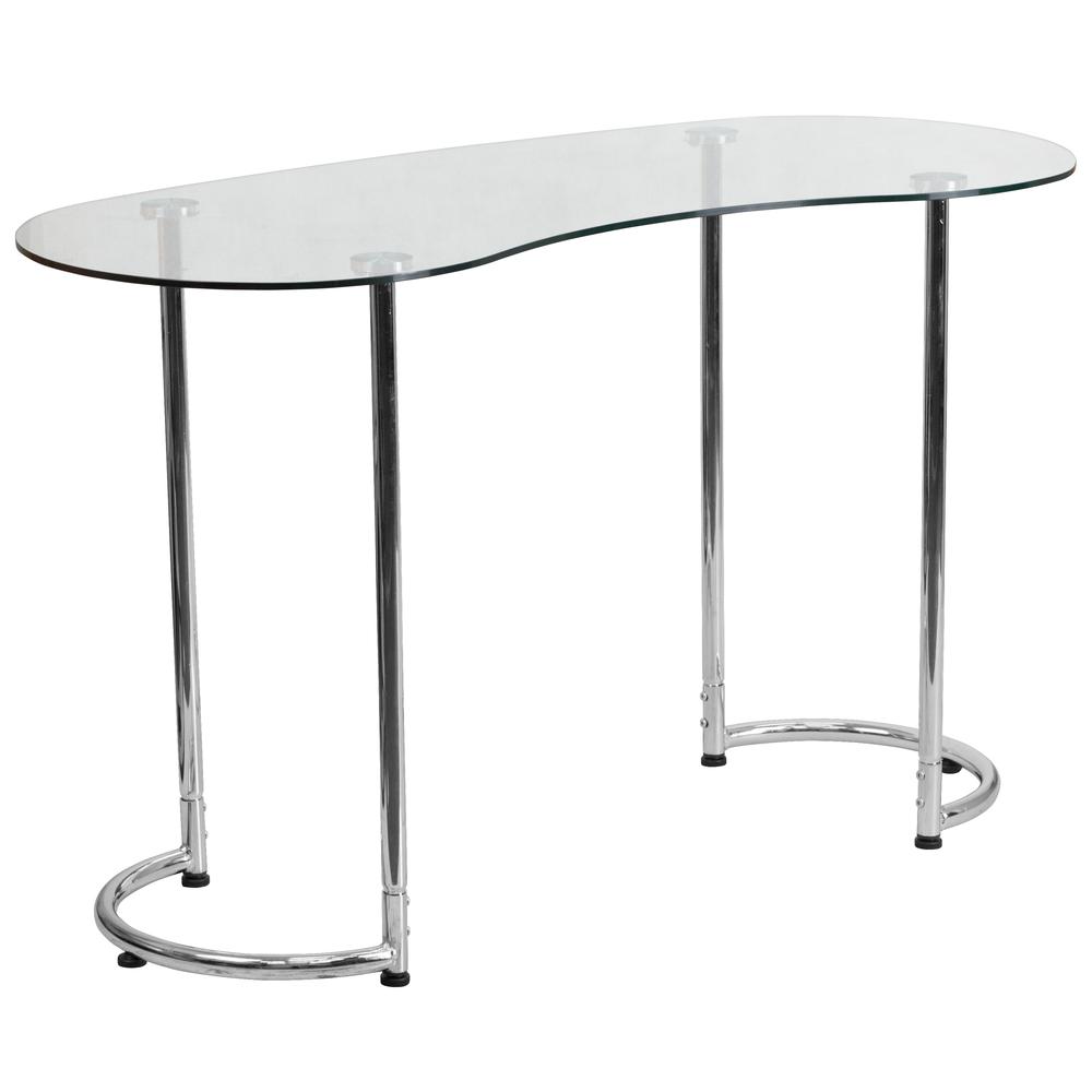 Contemporary Desk with Curvaceous Clear Tempered Glass. Picture 1