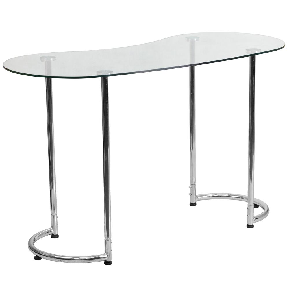 Contemporary Desk with Curvaceous Clear Tempered Glass. Picture 2