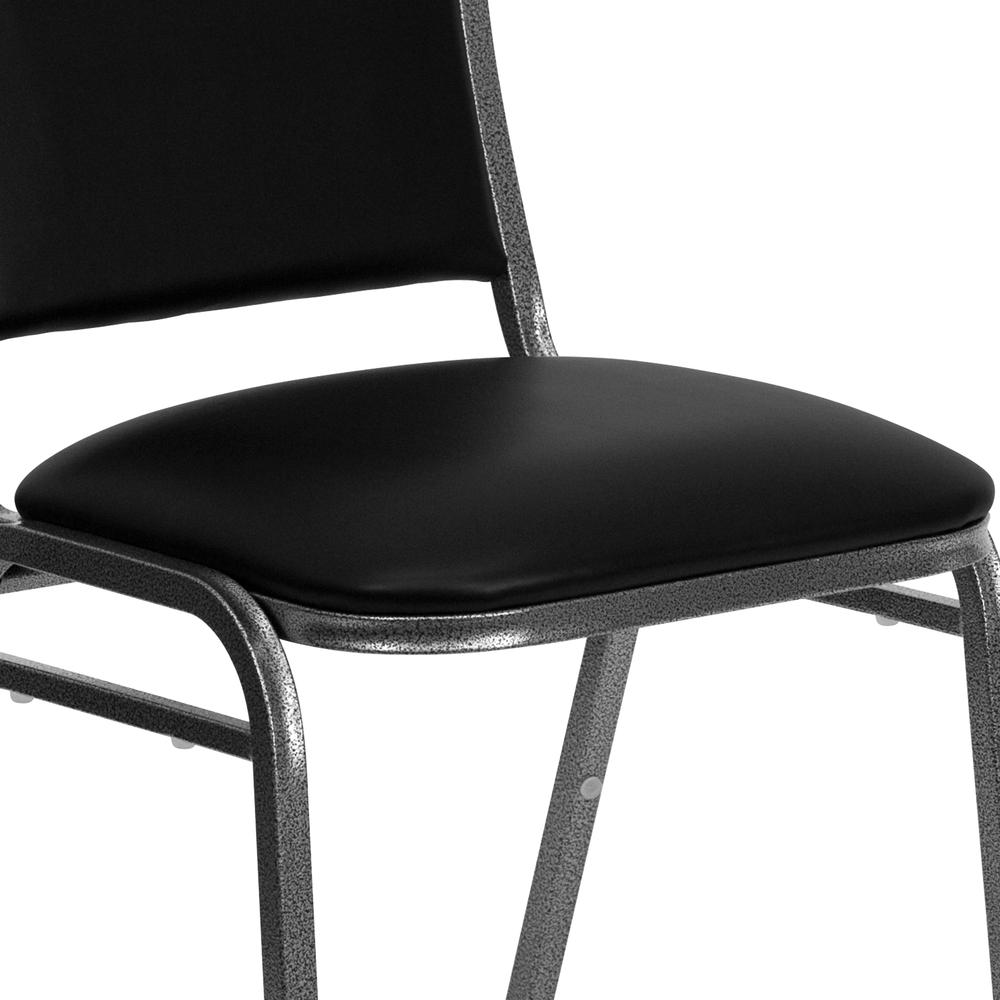 Stacking Banquet Chair in Black Vinyl - Silver Vein Frame. Picture 6