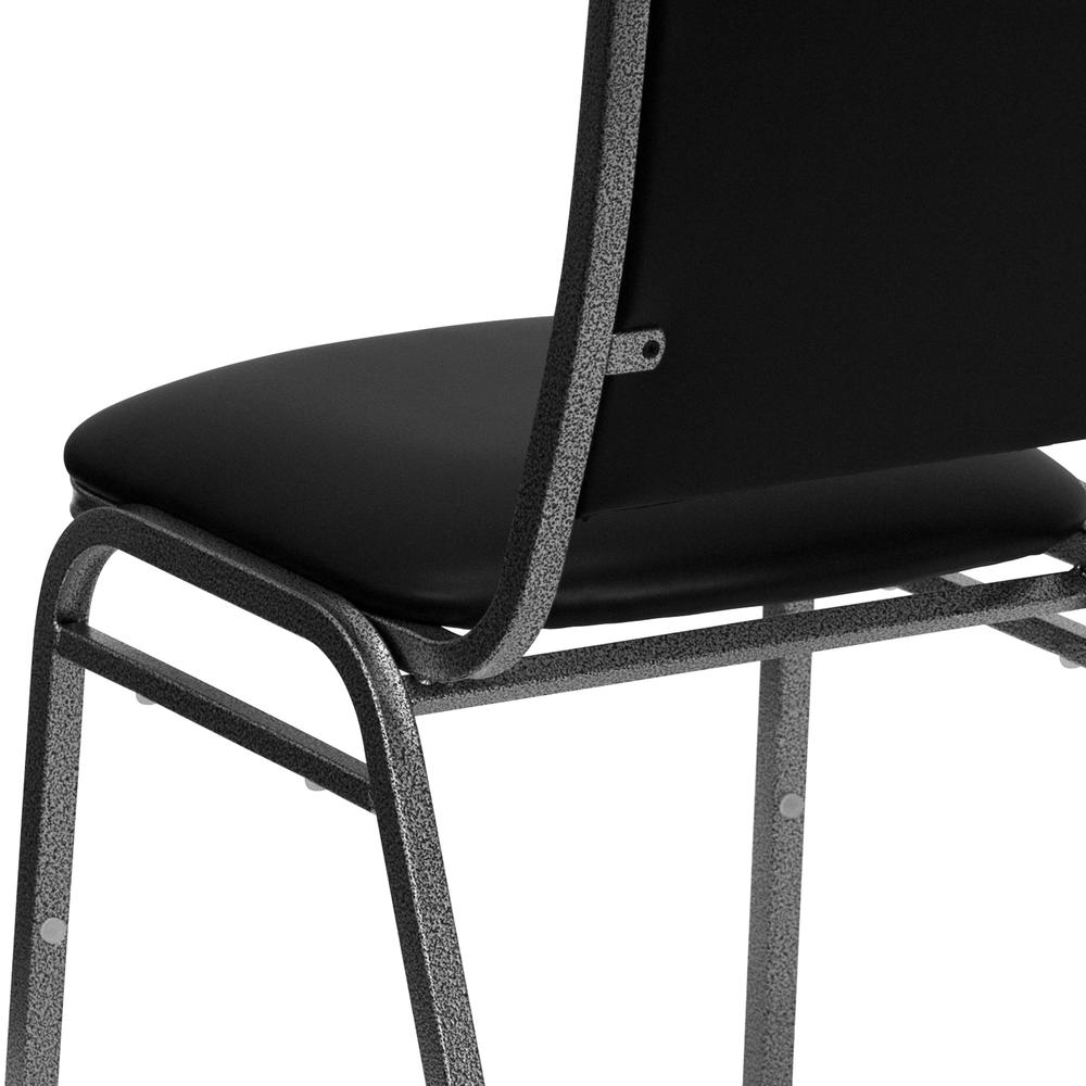 Stacking Banquet Chair in Black Vinyl - Silver Vein Frame. Picture 7