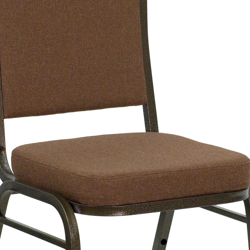 Crown Back Stacking Banquet Chair in Coffee Fabric - Gold Vein Frame. Picture 5