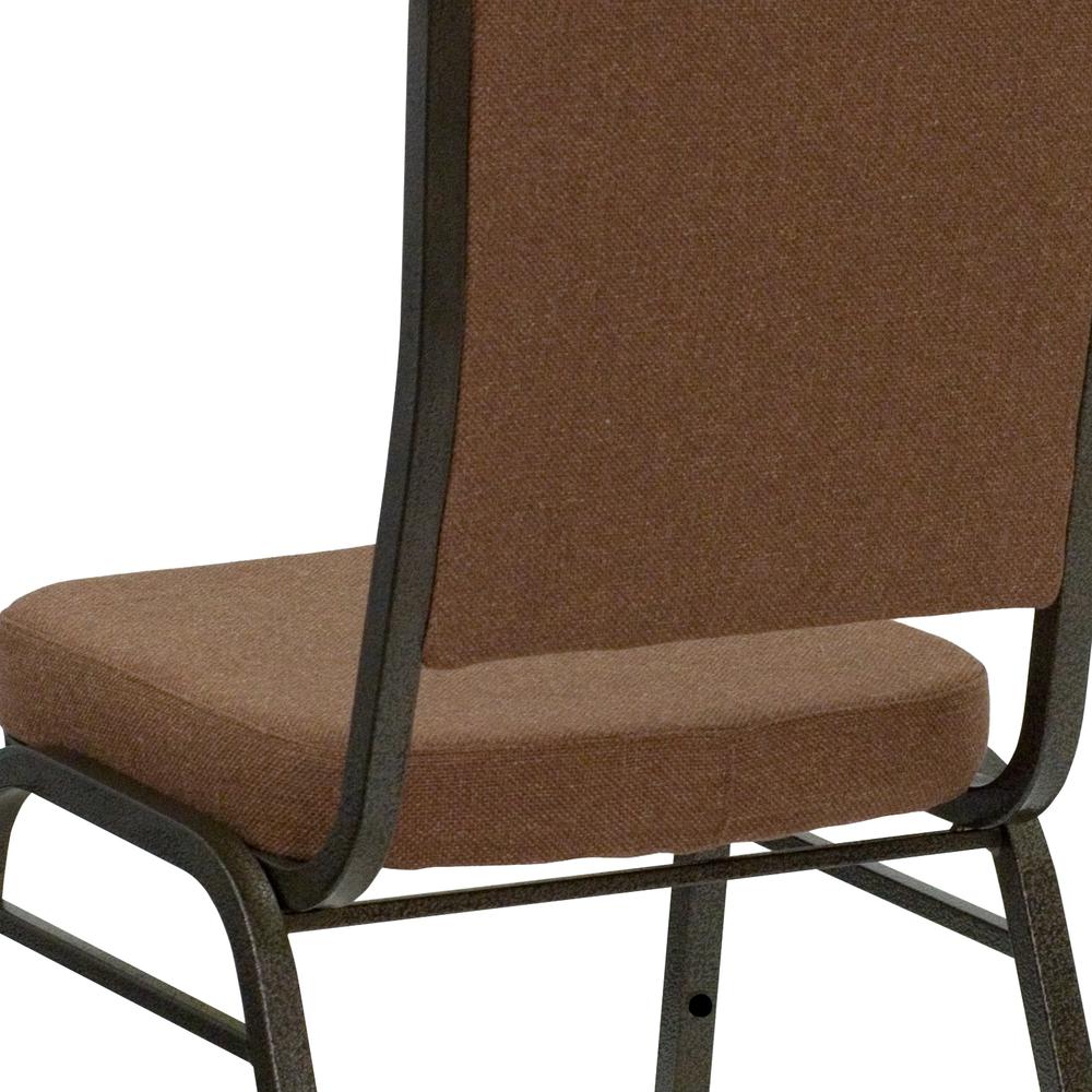Crown Back Stacking Banquet Chair in Coffee Fabric - Gold Vein Frame. Picture 6