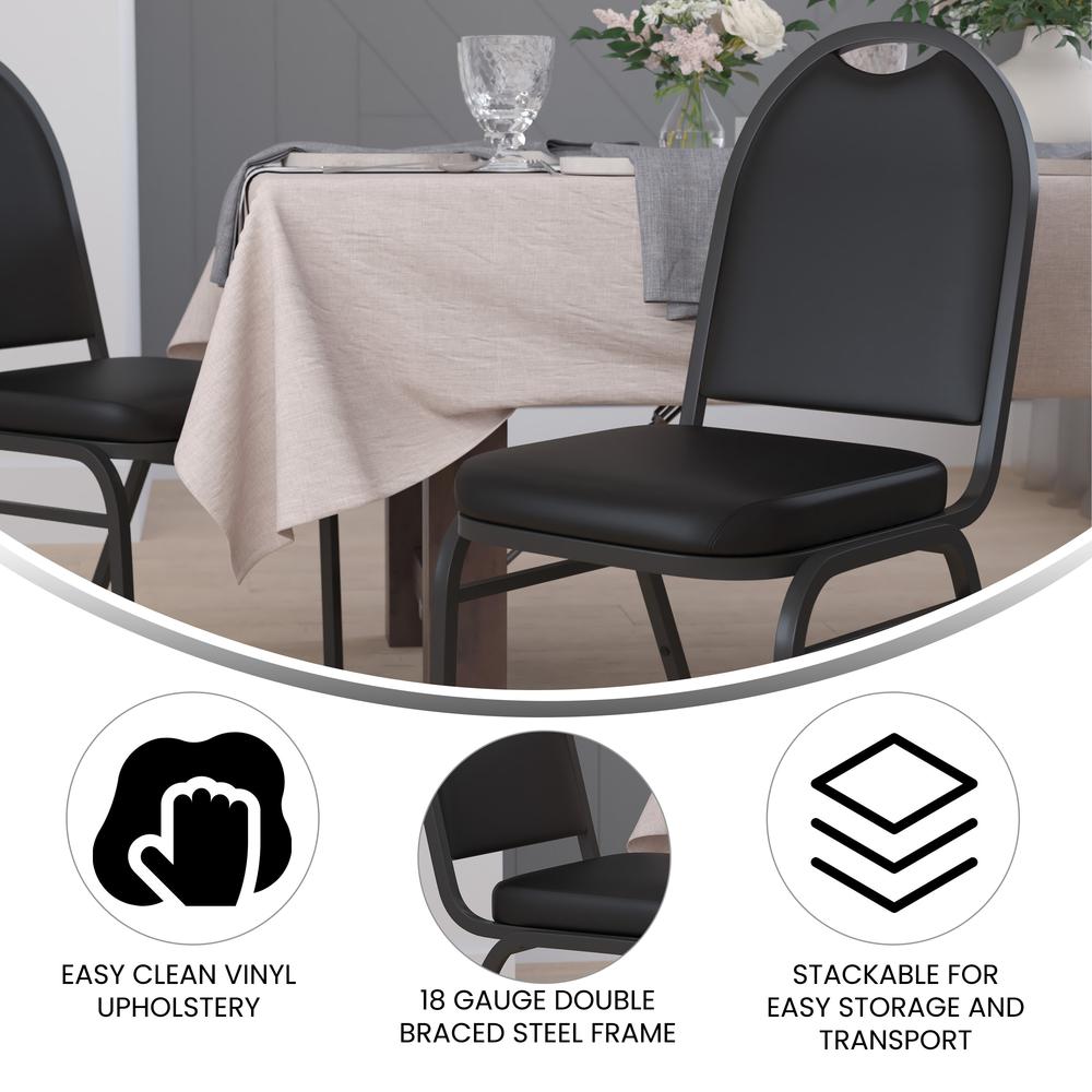 500 LB. Capacity Dome Back Stacking Banquet Chair in Black Viny. Picture 4