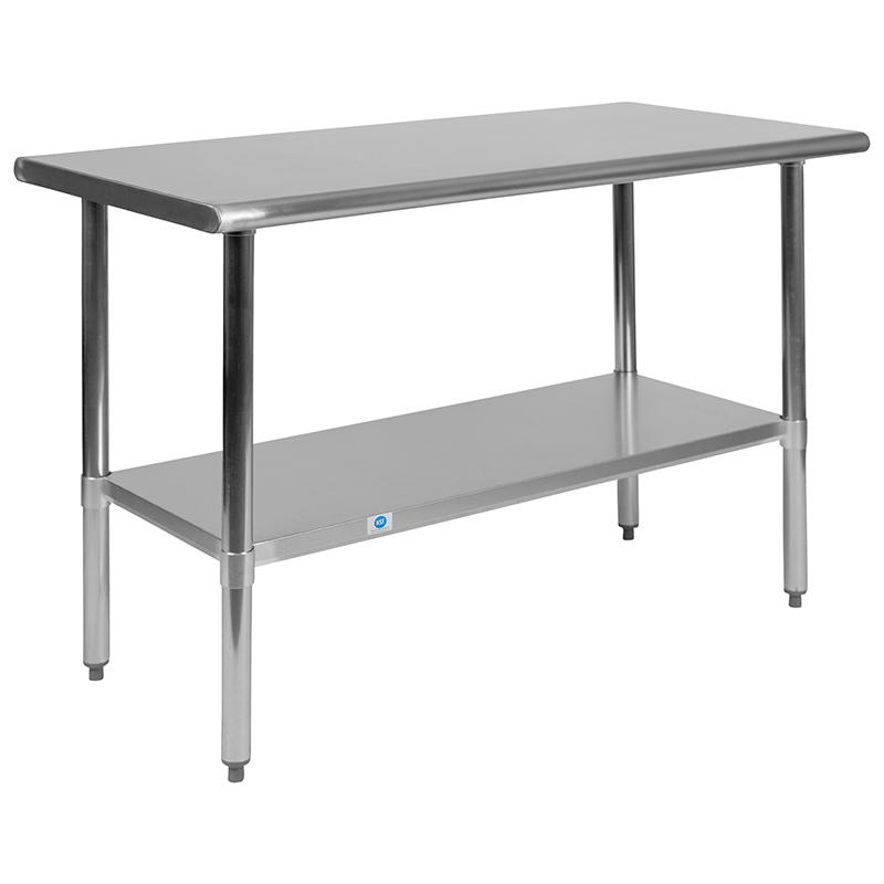 Stainless Steel 18 Gauge Work Table with Undershelf - NSF Certified - 48"W x 24"D x 34.5"H. Picture 2