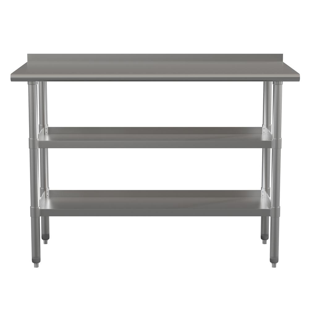 Stainless Steel 18 Gauge Work Table with 1.5" Backsplash and 2 Undershelves. Picture 8