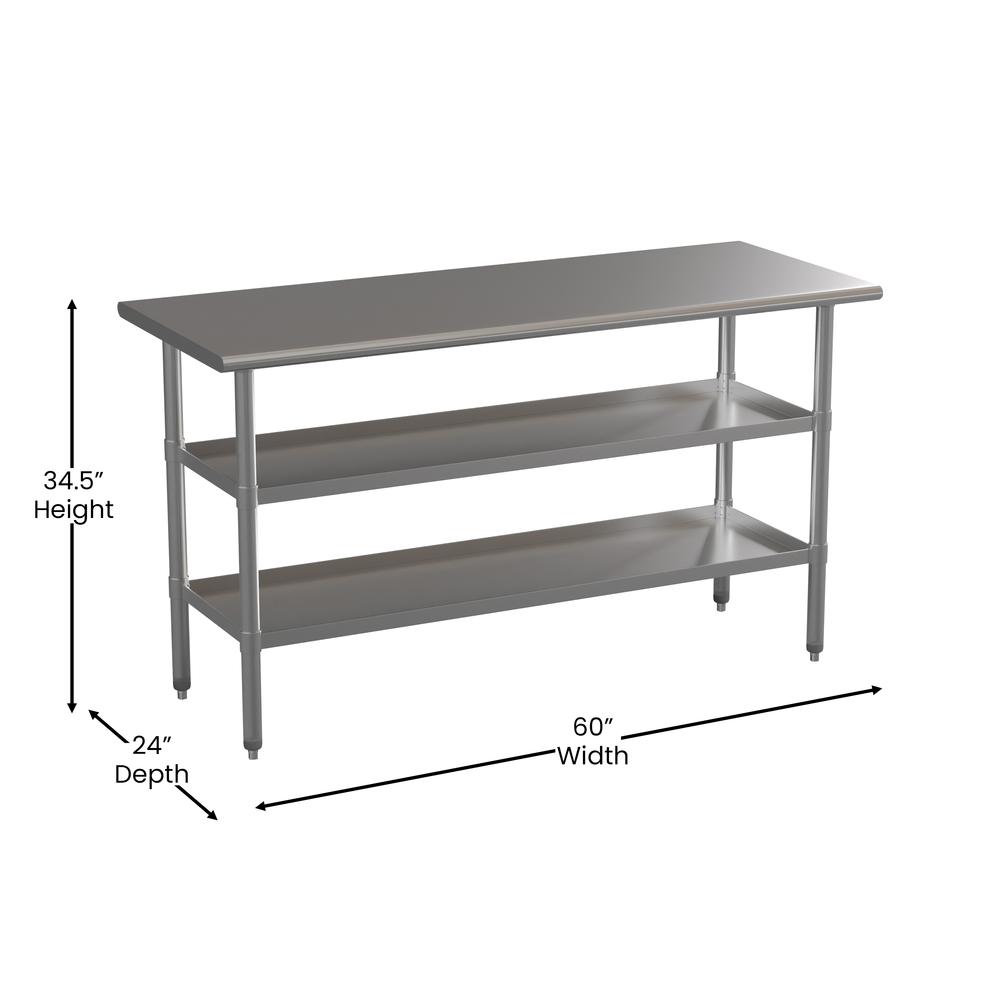 Stainless Steel 18 Gauge Work Table with 2 Undershelves. Picture 5