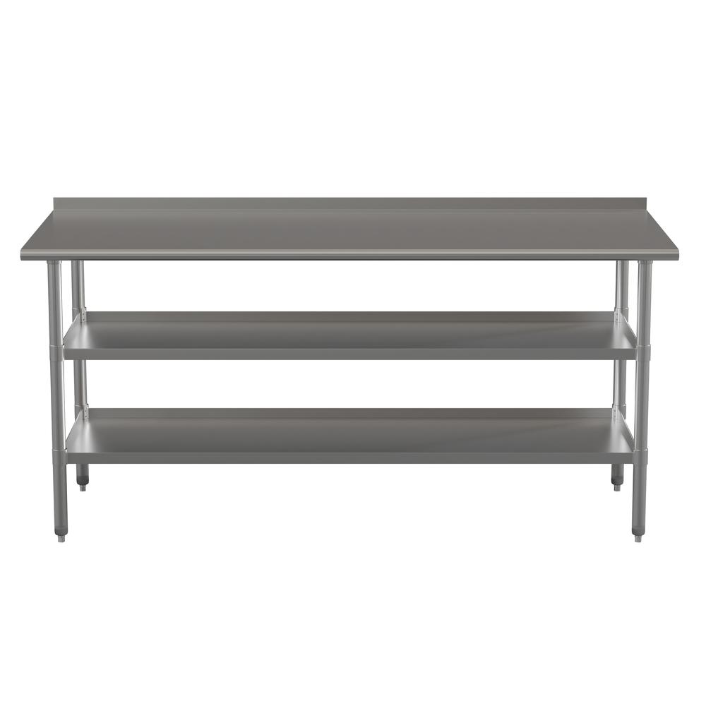 l Stainless Steel 18 Gauge Work Table with 1.5" Backsplash and 2 Undershelves. Picture 8