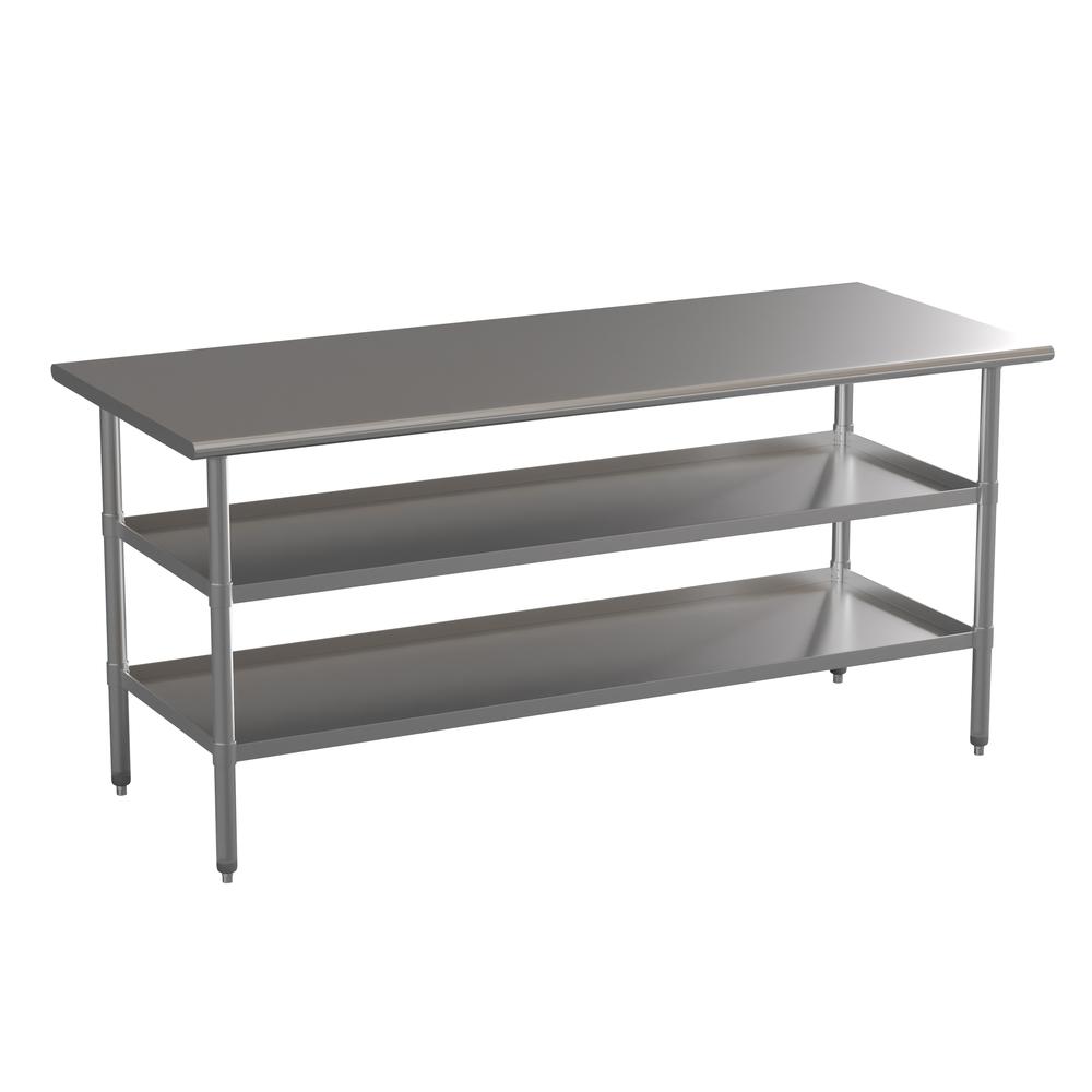 l Stainless Steel 18 Gauge Work Table with 2 Undershelves. Picture 1