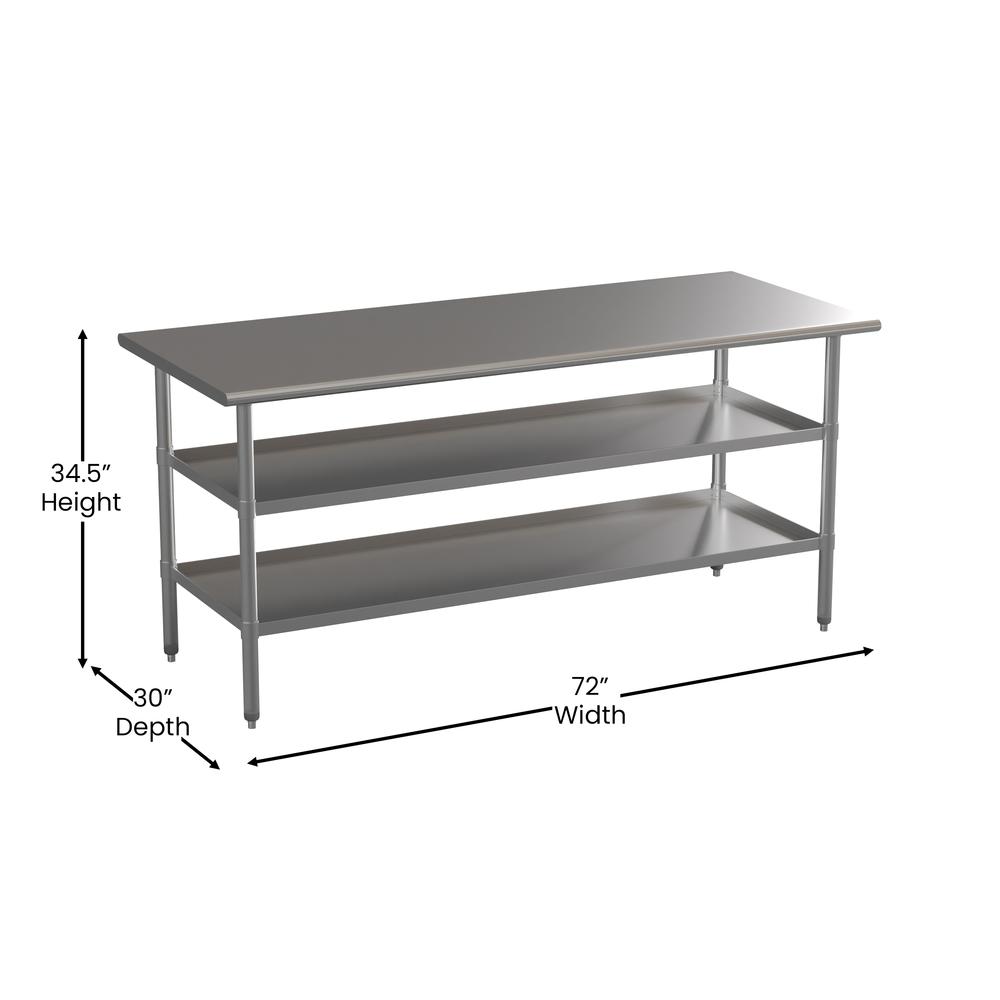 l Stainless Steel 18 Gauge Work Table with 2 Undershelves. Picture 5