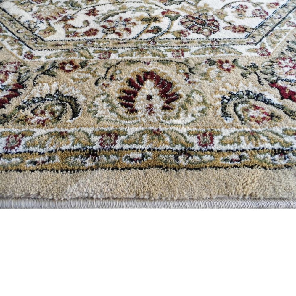 Mersin Collection Persian Style 5x5 Ivory Octagon Area Rug-Olefin Rug with Jute Backing-Hallway, Entryway, Bedroom, Living Room. Picture 6