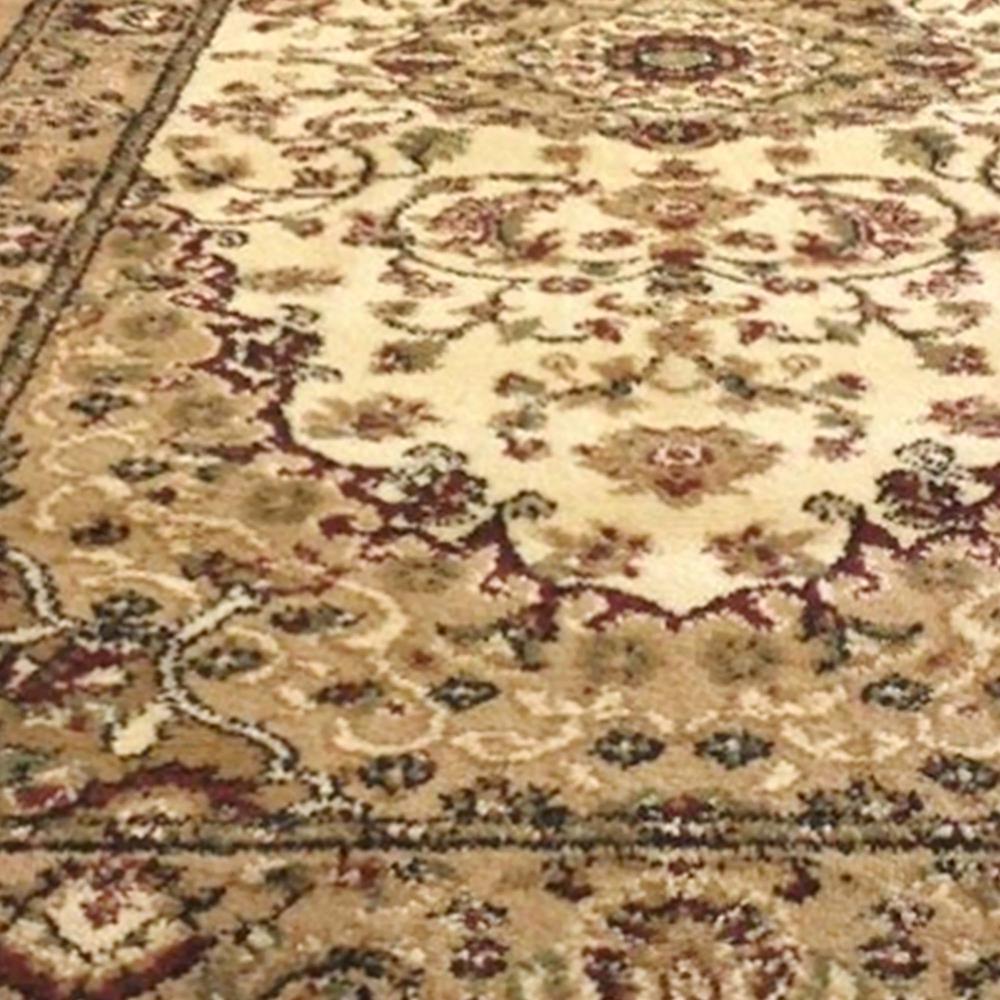 Mersin Collection Persian Style 3' x 20' Ivory Area Rug - Olefin Rug with Jute Backing - Hallway, Entryway, Bedroom, Living Room. Picture 6