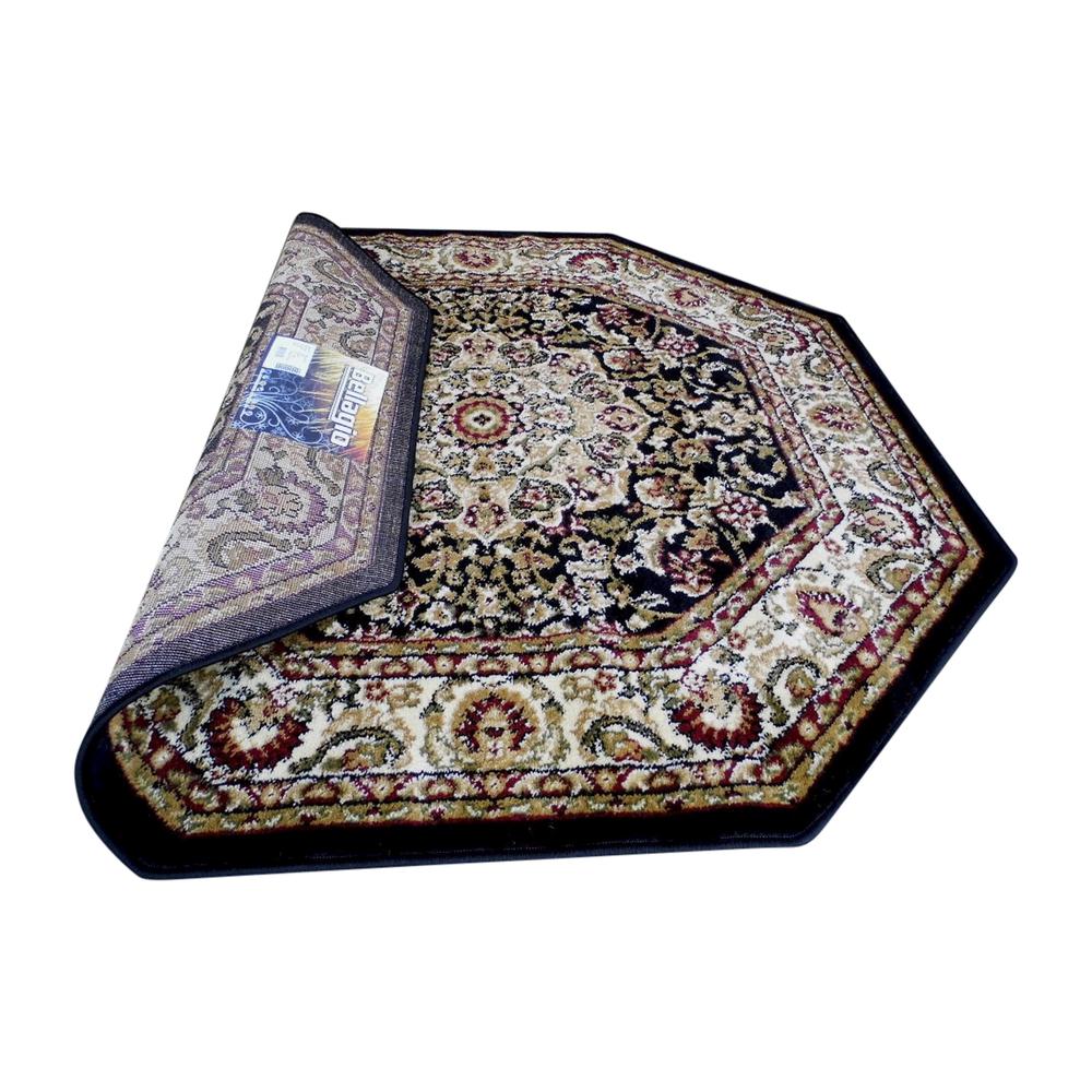 Persian 5x5 Black Octagon Area Rug-Olefin Rug with Jute Backing. Picture 6