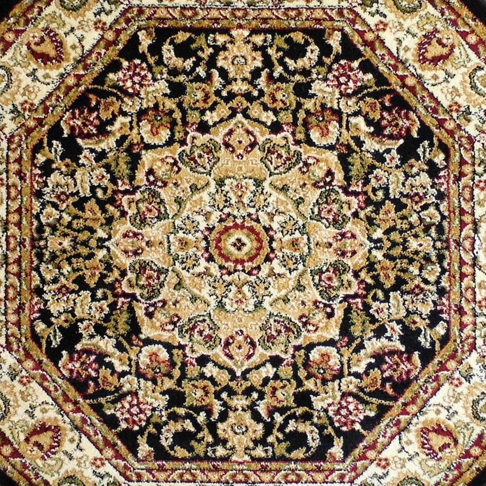 Persian 5x5 Black Octagon Area Rug-Olefin Rug with Jute Backing. Picture 7