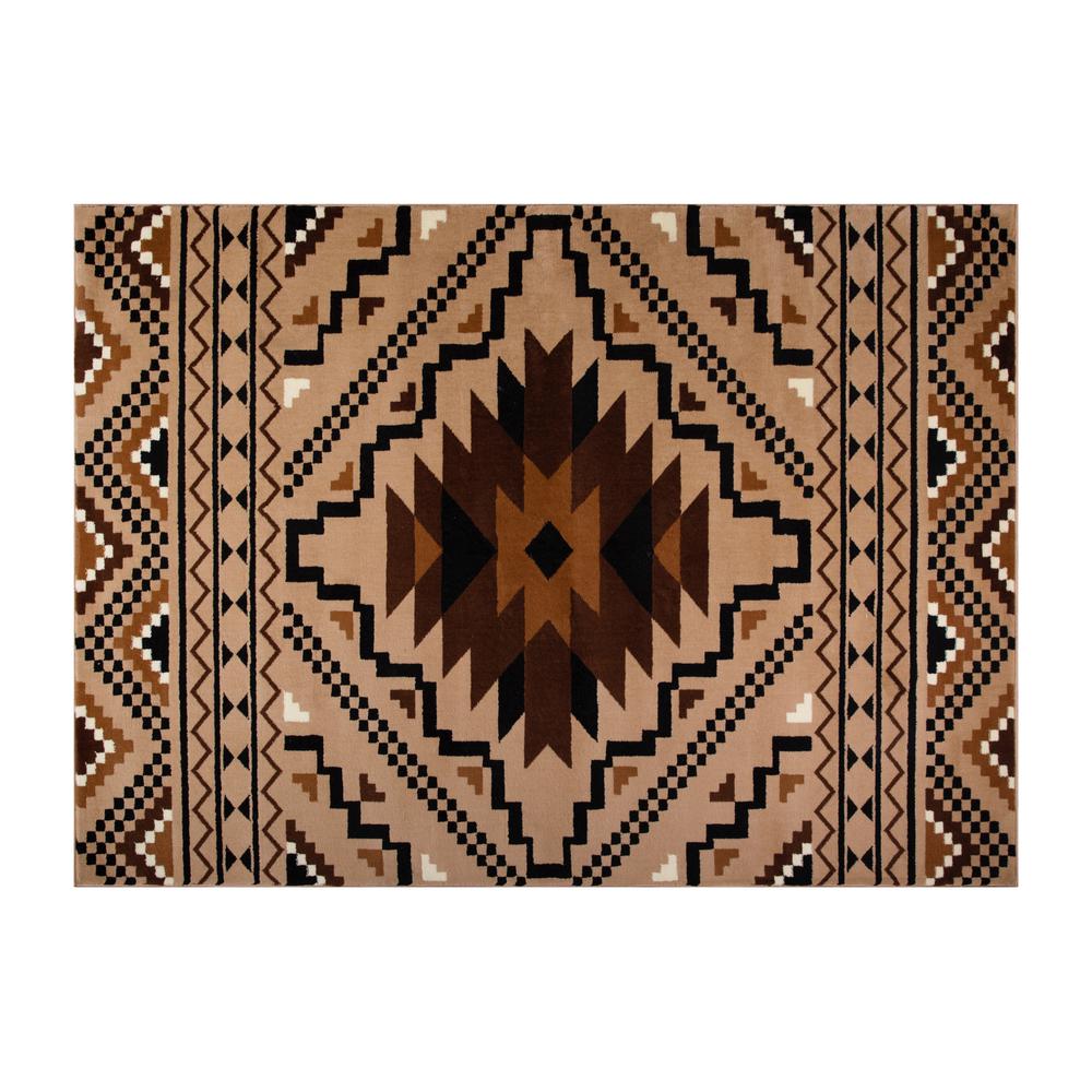 Southwestern 5' x 7' Brown Area Rug - Olefin Rug with Cotton Backing. Picture 2