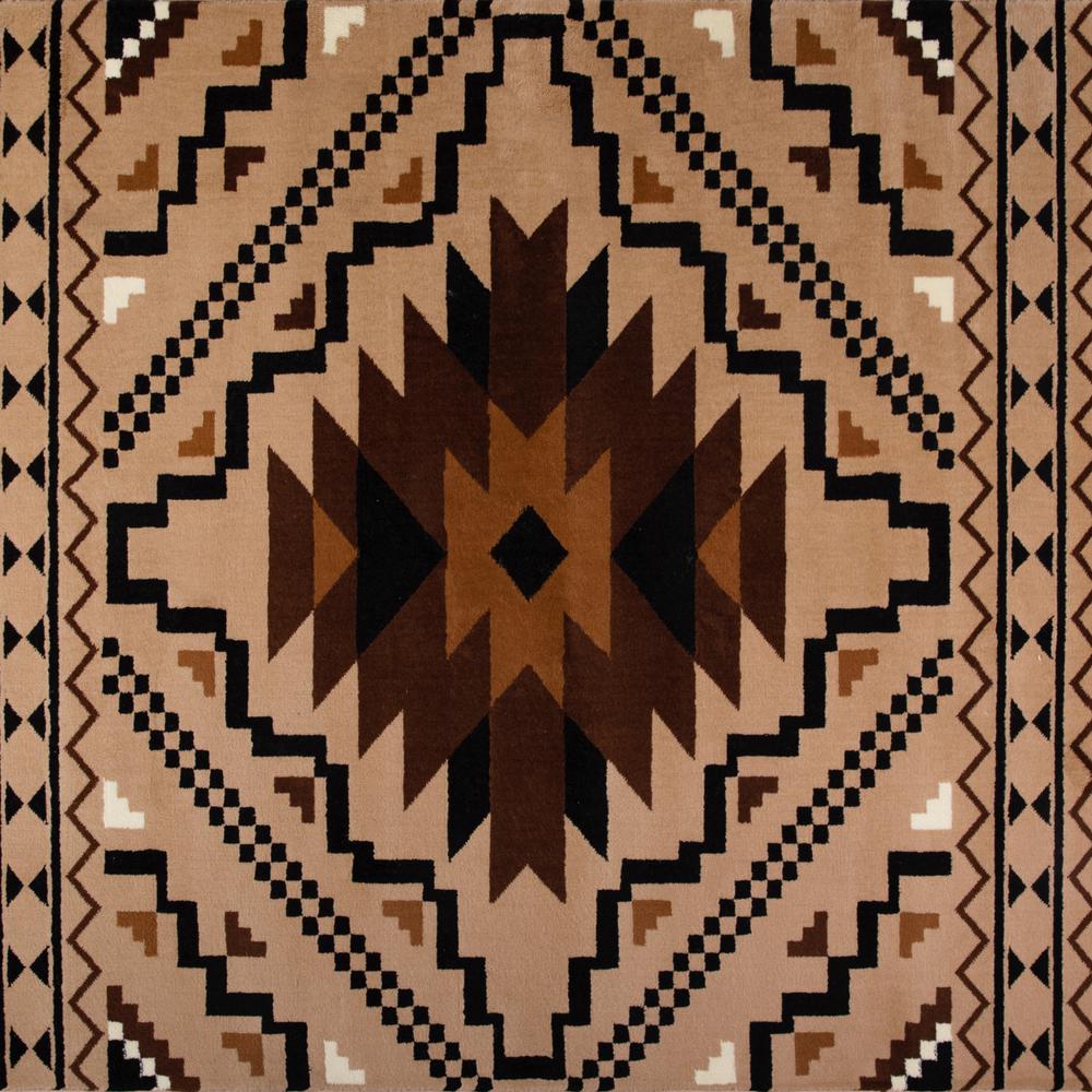 Southwestern 5' x 7' Brown Area Rug - Olefin Rug with Cotton Backing. Picture 10
