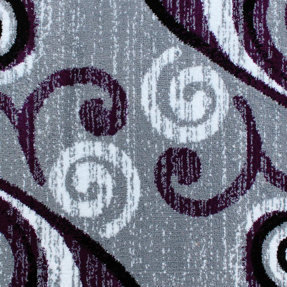 Valli Collection 2' x 7' Purple Abstract Area Rug - Olefin Rug with Jute Backing - Hallway, Entryway, Bedroom, Living Room. Picture 6