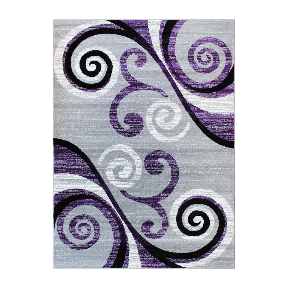 5' x 7' Purple Abstract Area Rug - Olefin Rug with Jute Backing. Picture 1