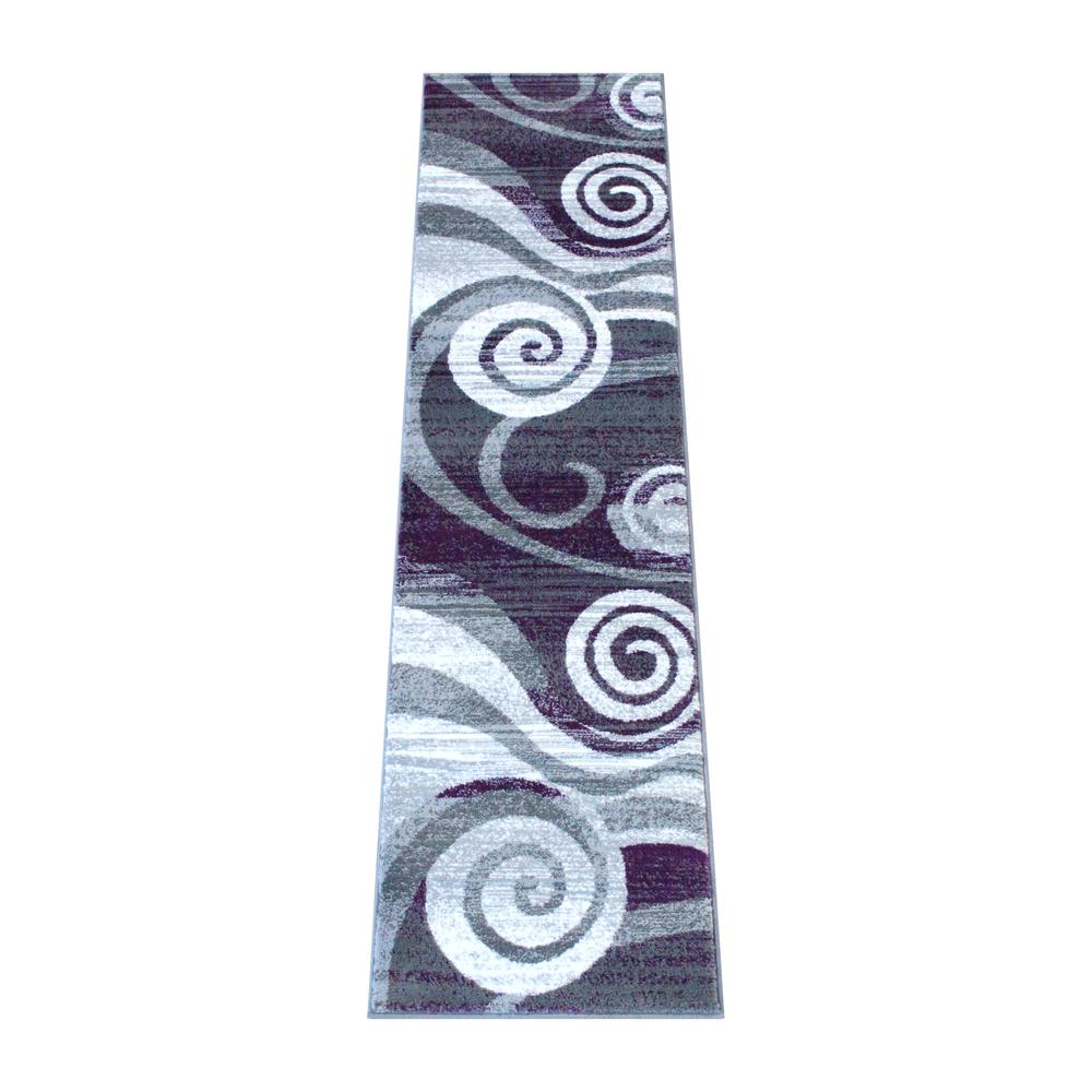 2' x 7' Purple Swirl Olefin Area Rug for Entryway, Living Room, Bedroom. Picture 1
