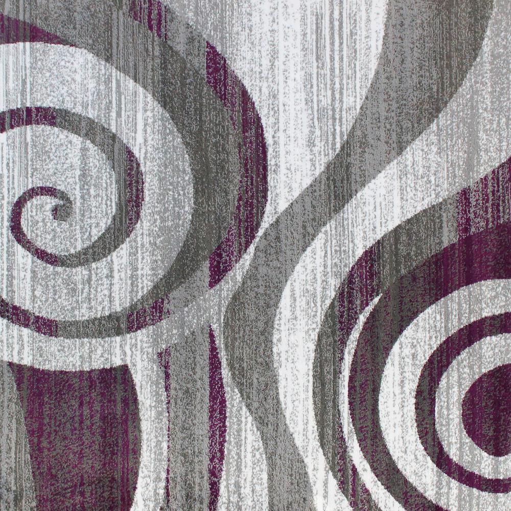 2' x 7' Purple Swirl Olefin Area Rug for Entryway, Living Room, Bedroom. Picture 6