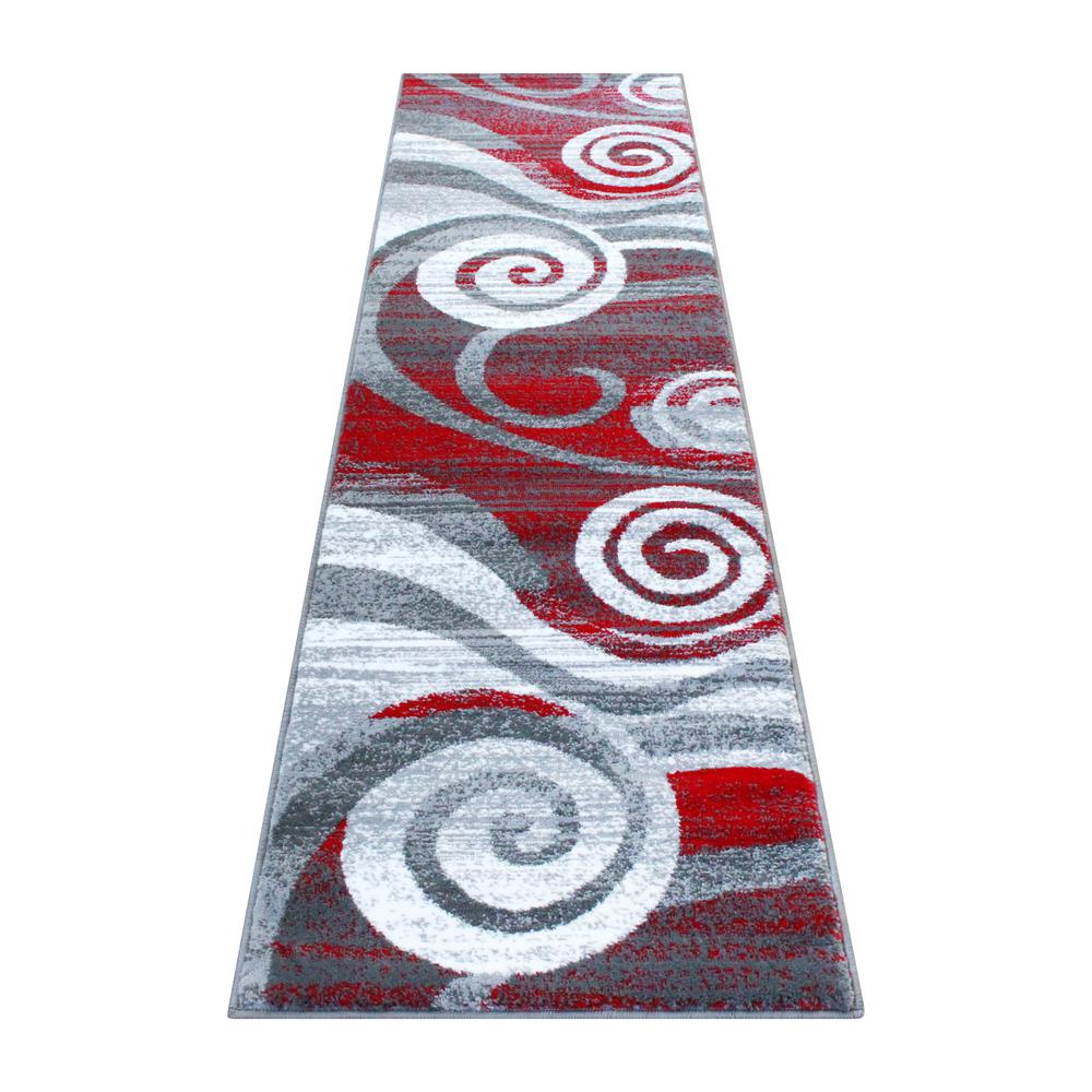 2' x 7' Red Swirl Olefin Area Rug for Entryway, Living Room, Bedroom. Picture 1