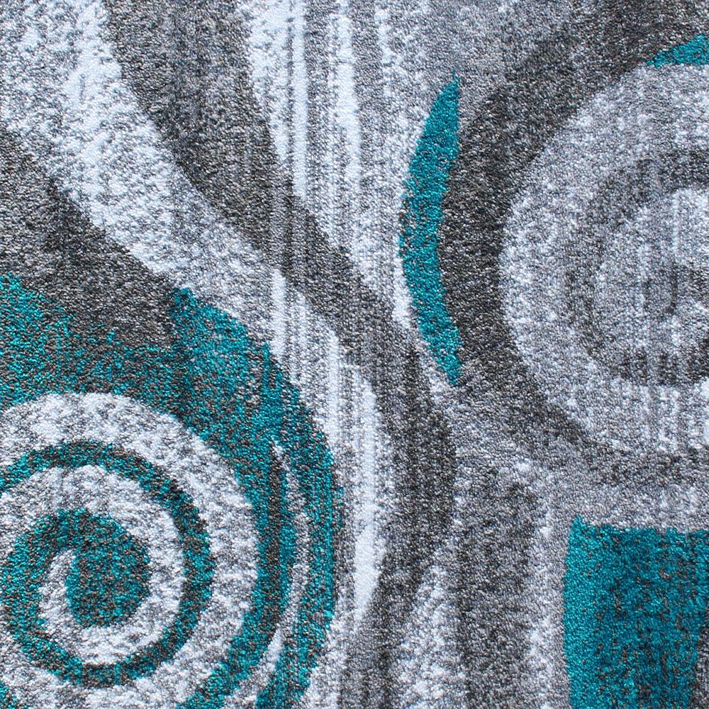 2' x 7' Turquoise Swirl Olefin Area Rug for Entryway, Living Room, Bedroom. Picture 6