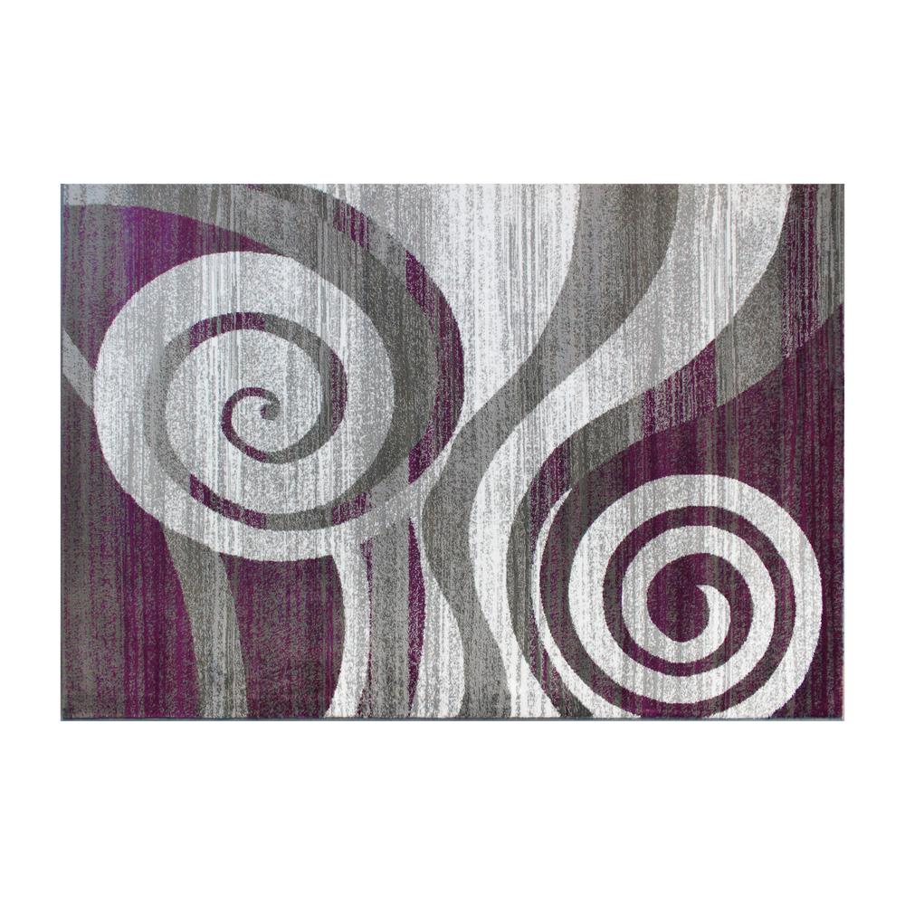 5' x 7' Purple Swirl Olefin Area Rug for Entryway, Living Room, Bedroom. Picture 1