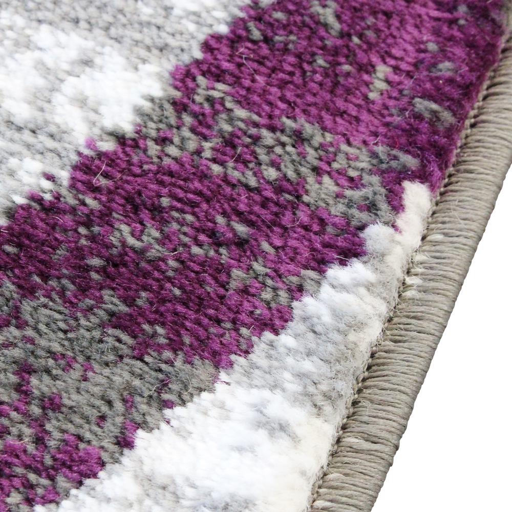 Cirrus Collection 5' x 7' Purple Swirl Patterned Olefin Area Rug with Jute Backing for Entryway, Living Room, Bedroom. Picture 6