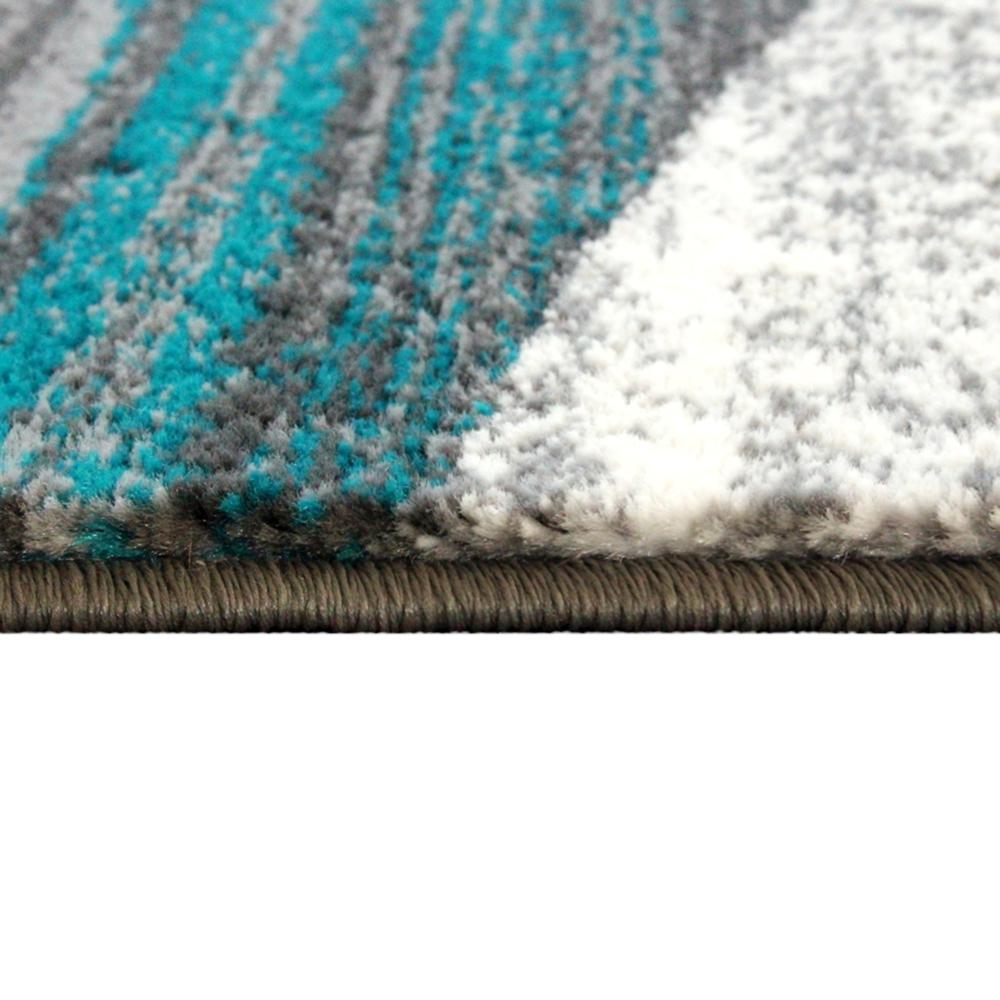 Cirrus Collection 8' x 10' Turquoise Swirl Patterned Olefin Area Rug with Jute Backing for Entryway, Living Room, Bedroom. Picture 6
